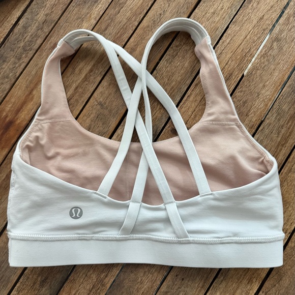 Lululemon Strappy Sports Bra White with Nude lining size 4 - Picture 2 of 5